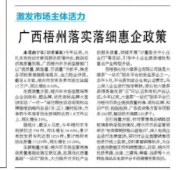 廣西梧州落實落細惠企政策